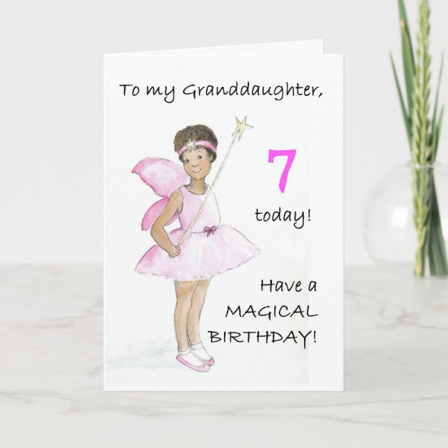 7ème Carte d'anniversaire pour une petite-fille (Devant)