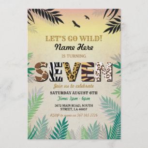 7ème Invitation de ZOO de safari de fête