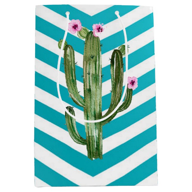 7lx4.5wx10h Medium Gift Bag Boho Cacti Cactus Succ (Front)