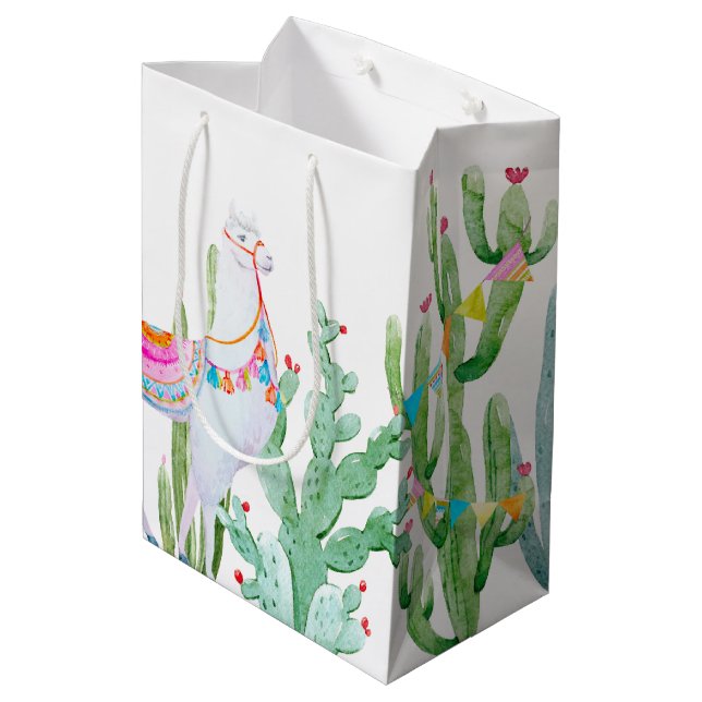 7lx4.5wx10h Medium Gift Bag Boho Llama Bohemian Ca (Back Angled)