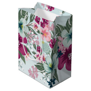 7lx4.5wx10h sac cadeau moyen Fleurs tropicales sur