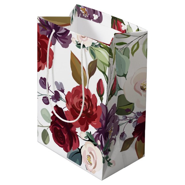 7lx4.5wx10h Sac cadeau moyen Roses blanches Gold G (Dos Angle)