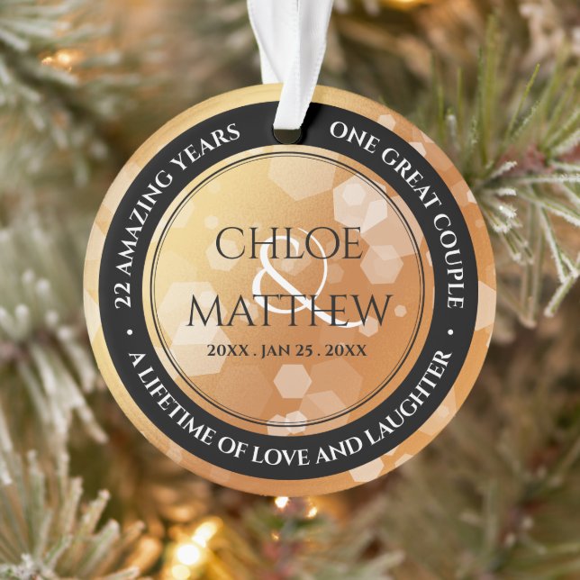 7th 22nd 49th Copper Wedding Anniversary Acrylic Ornament (Tree)