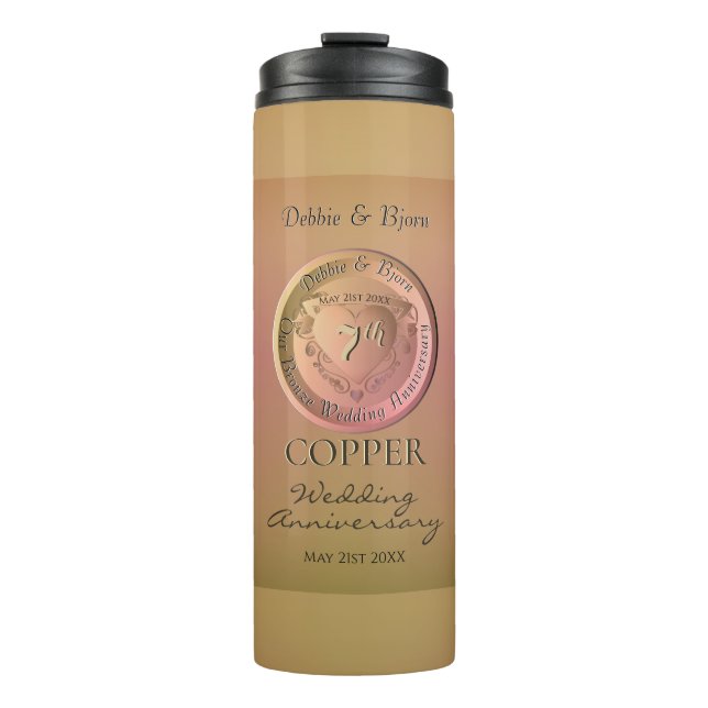 7th, 22nd Copper Anniversary Thermal Tumbler (Front)