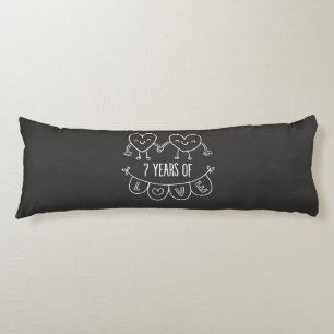 7th Anniversary Gift Chalk Hearts Body Pillow