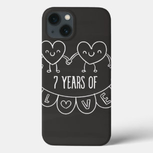 7th Anniversary Gift Chalk Hearts iPhone 13 Case