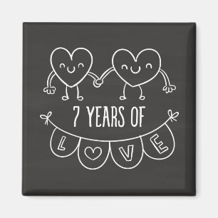 7th Anniversary Gift Chalk Hearts Magnet