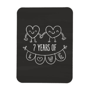 7th Anniversary Gift Chalk Hearts Magnet