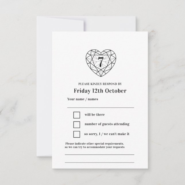7th anniversary onyx black reply RSVP (Front)