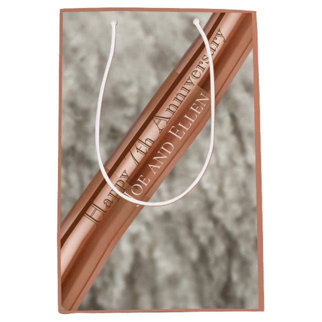 7th Anniversary Wo and Copper  Medium Gift Bag (Front)