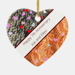 7th Anniversary, Wool and Copper Ceramic Ornament
