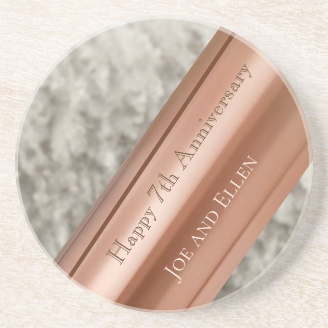 7th Anniversary, Wool and Copper Coaster (Front)