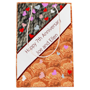 7th Anniversary, Wool and Copper Medium Gift Bag