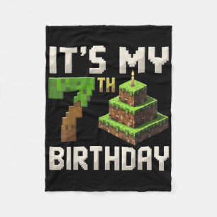 7th Birthday 7 Year Old Birthday Boy Gamer Pixel N Fleece Blanket