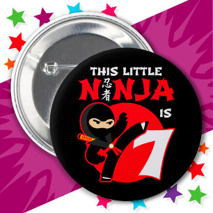 7th Birthday 7 Year Old Kids Party Little Ninja 7 2 Inch Round Button