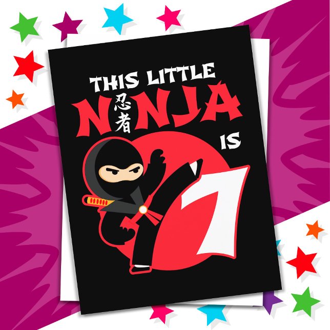 7th Birthday 7 Year Old Kids Party Little Ninja 7 Postcard (Creator Uploaded)