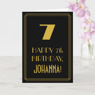 7th Birthday – Art Deco Inspired Look "7" & Name Card