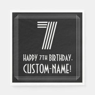 7th Birthday: Art Deco Inspired Look "7" + Name Napkin