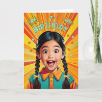 7th Birthday Asian American Girl Pop Art Style