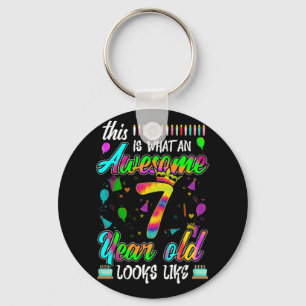 7th Birthday Awesome 7 Year Old Looks Like Keychain