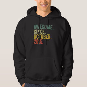 7th Birthday Awesome Since October 2015 7 Year Old Hoodie