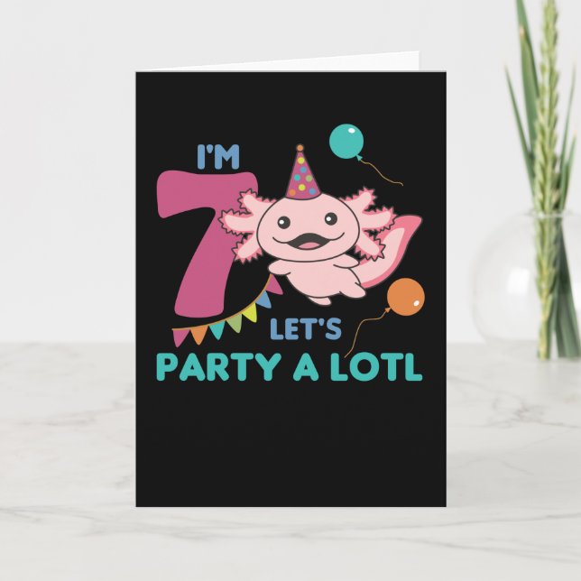 7th Birthday Axolotl Seven Year Old Sweet Axolotls Card (Front)