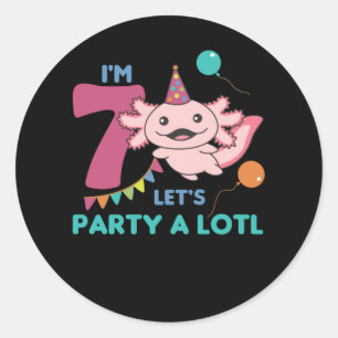 7th Birthday Axolotl Seven Year Old Sweet Axolotls Classic Round Sticker