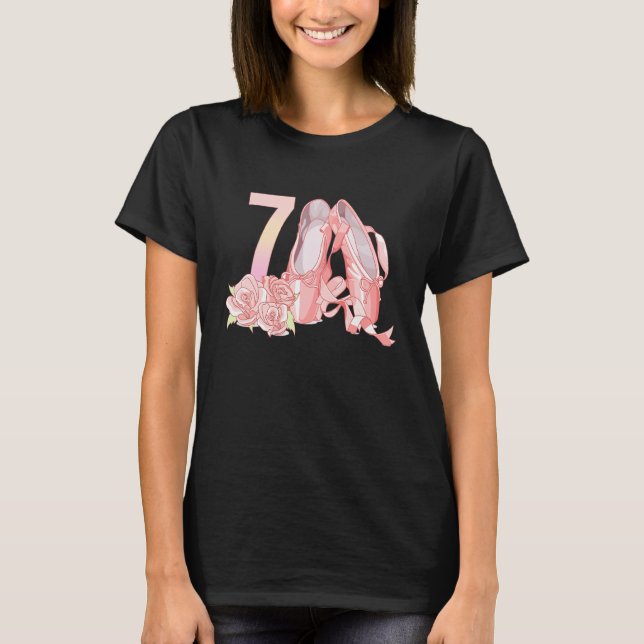 7th Birthday Ballet Dancer Ballet Slippers Balleri T-Shirt (Front)