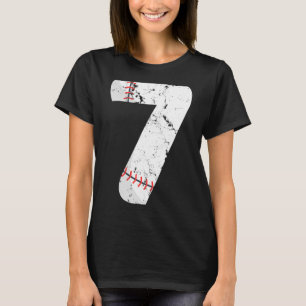 7th Birthday Baseball Big Number Seven 7 Year Old T-Shirt