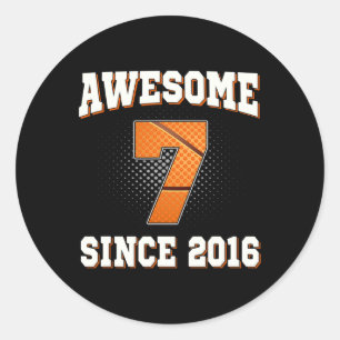 7th Birthday Basketball 7 Years Old Awesome since Classic Round Sticker
