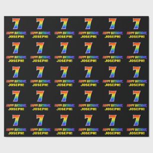 7th Birthday: Bold, Fun, Simple, Rainbow 7 Wrapping Paper