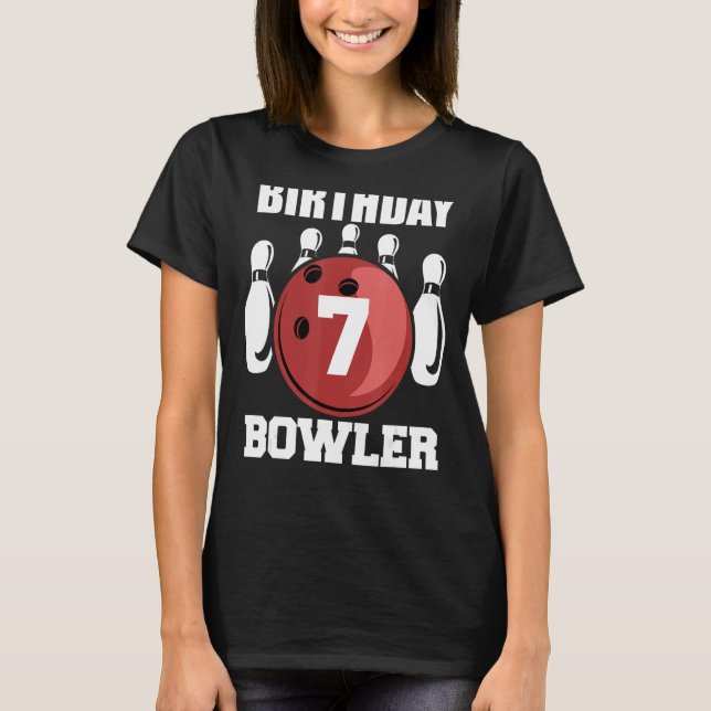 7th Birthday Bowler  7 Year Old Bowling Kids Playe T-Shirt (Front)