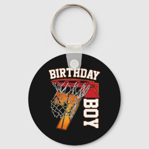7th Birthday Boy Basketball 7 Year Old Theme Playe Keychain