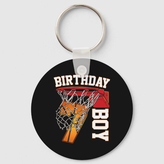 7th Birthday Boy Basketball 7 Year Old Theme Playe Keychain (Front)