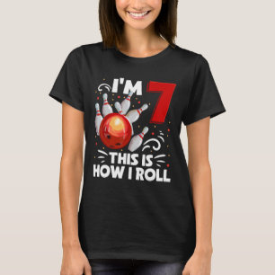 7th Birthday Boy Bowling This Is How I Roll 7 Year T-Shirt