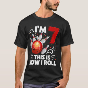 7th Birthday Boy Bowling This Is How I Roll 7 Year T-Shirt