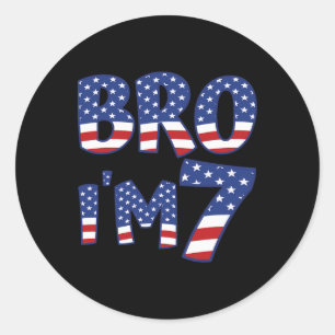 7th Birthday Boy Bro I’m 7 Years Old 4th Of July U Classic Round Sticker