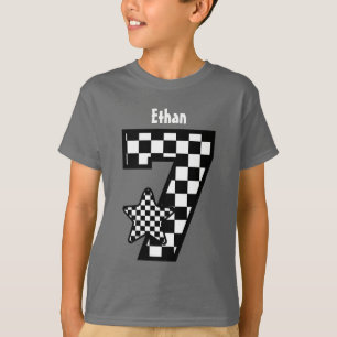 7th Birthday Boy Checked Star Custom Name V08 T-Shirt