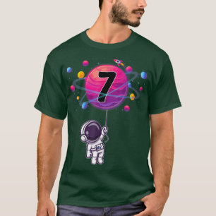 7th Birthday Boy Gift Astronaut 7 Years Old Birthd T-Shirt