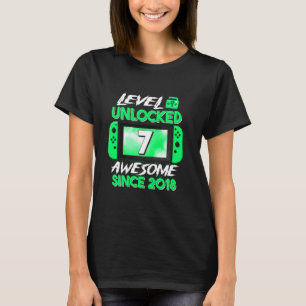 7th Birthday Boy Level 7 Unlocked Awesome 2018 Vid T-Shirt