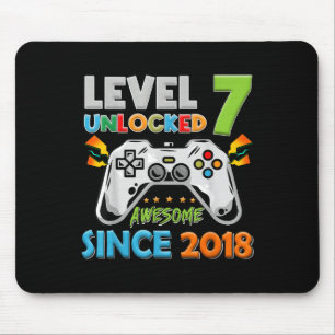 7th Birthday Boy Level 7 Unlocked Awesome Since 20 Mouse Pad