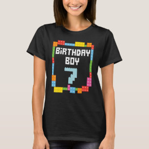7th birthday Boy master builder 7 years old block T-Shirt