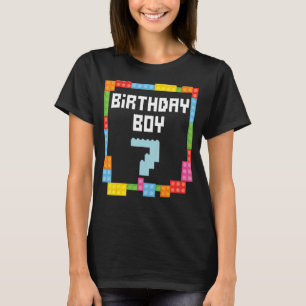 7th birthday Boy master builder 7 years old block T-Shirt