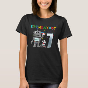 7th Birthday Boy Robo 7 Year Old Birthday T-Shirt