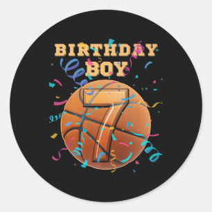 7th Birthday Boy Seven 7 Years Old Basketball Play Classic Round Sticker