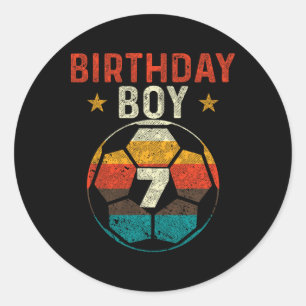 7th Birthday Boy Soccer Lover 7 Years Old Bday Classic Round Sticker