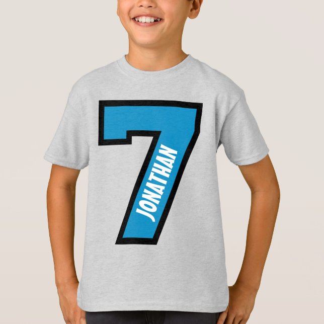 7th Birthday Boy Sports Number Seven Years A04 T-Shirt (Front)