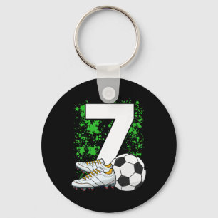 7th Birthday Boys 7 Years Soccer Footll Player Bir Keychain