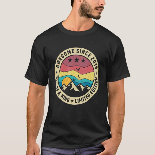 7th Birthday Boys  Awesome Since 2015 T-Shirt (Front)