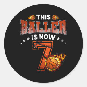 7th Birthday Boys Basketball Player Gifts 7 Years Classic Round Sticker